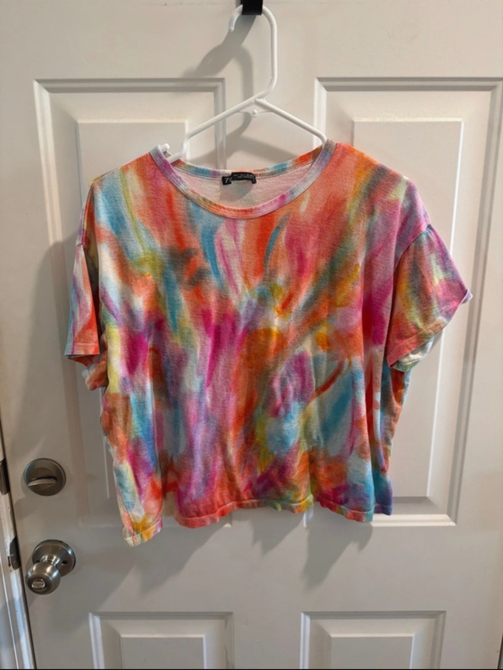 Zara Tie-Dye Short Sleeve Crop Tee - Multicolor